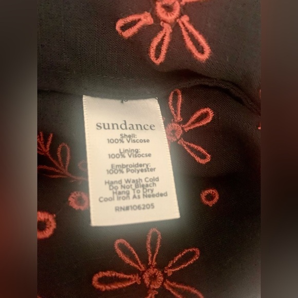 Sundance Vivienne Life Black Eyelet Dress Red Pink Embroidery Women's Size P8 - Picture 5 of 17